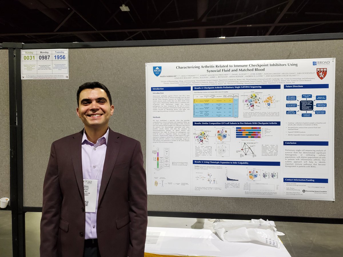 Minna Kohler, MD, RhMSUS (@minnakohlermd) on Twitter photo Dr. Mazen Nasrallah: Charscterizing #arthritis related to #ICI using synovial fluid & matched blood <a href="/MGHMedicine/">MassGeneral Medicine</a> <a href="/MassGeneralMDs/">Mass General MDs</a> <a href="/broadinstitute/">Broad Institute</a> <a href="/harvardmed/">Harvard Medical School</a> #ACR19 #oncology <a href="/sitcancer/">Society for Immunotherapy of Cancer</a> Dr. Mazen Nasrallah: Charscterizing #arthritis related to #ICI using synovial fluid & matched blood <a href="/MGHMedicine/">MassGeneral Medicine</a> <a href="/MassGeneralMDs/">Mass General MDs</a> <a href="/broadinstitute/">Broad Institute</a> <a href="/harvardmed/">Harvard Medical School</a> #ACR19 #oncology <a href="/sitcancer/">Society for Immunotherapy of Cancer</a>