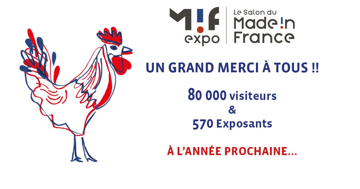Une édition du Salon de Made in France exceptionnelle ! Un grand #merci aux visiteurs, aux exposants, à nos partenaires et aux médias !

#MIFExpo #MadeinFrance