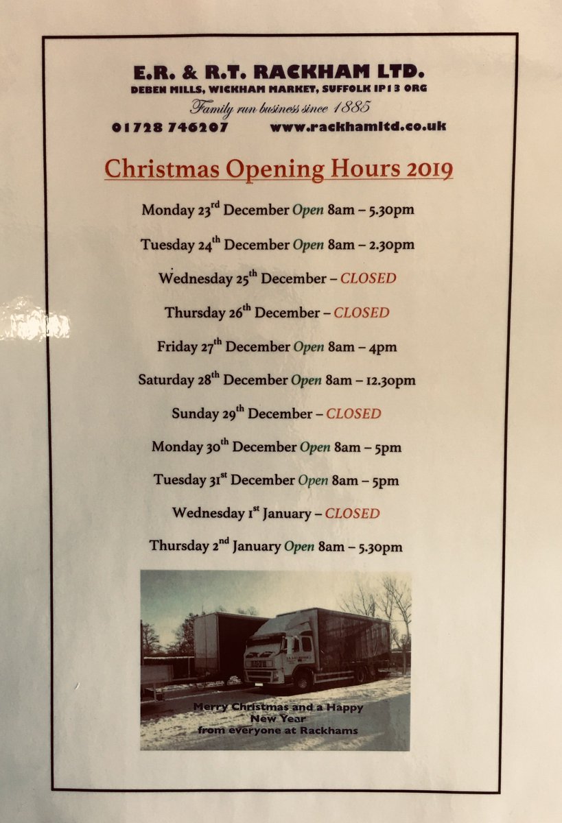 rackhamltd's tweet photo. Our official #Christmas opening hours 🎄🤗
#rackhamltd #debenmills https://t.co/QHoxkz0E07
