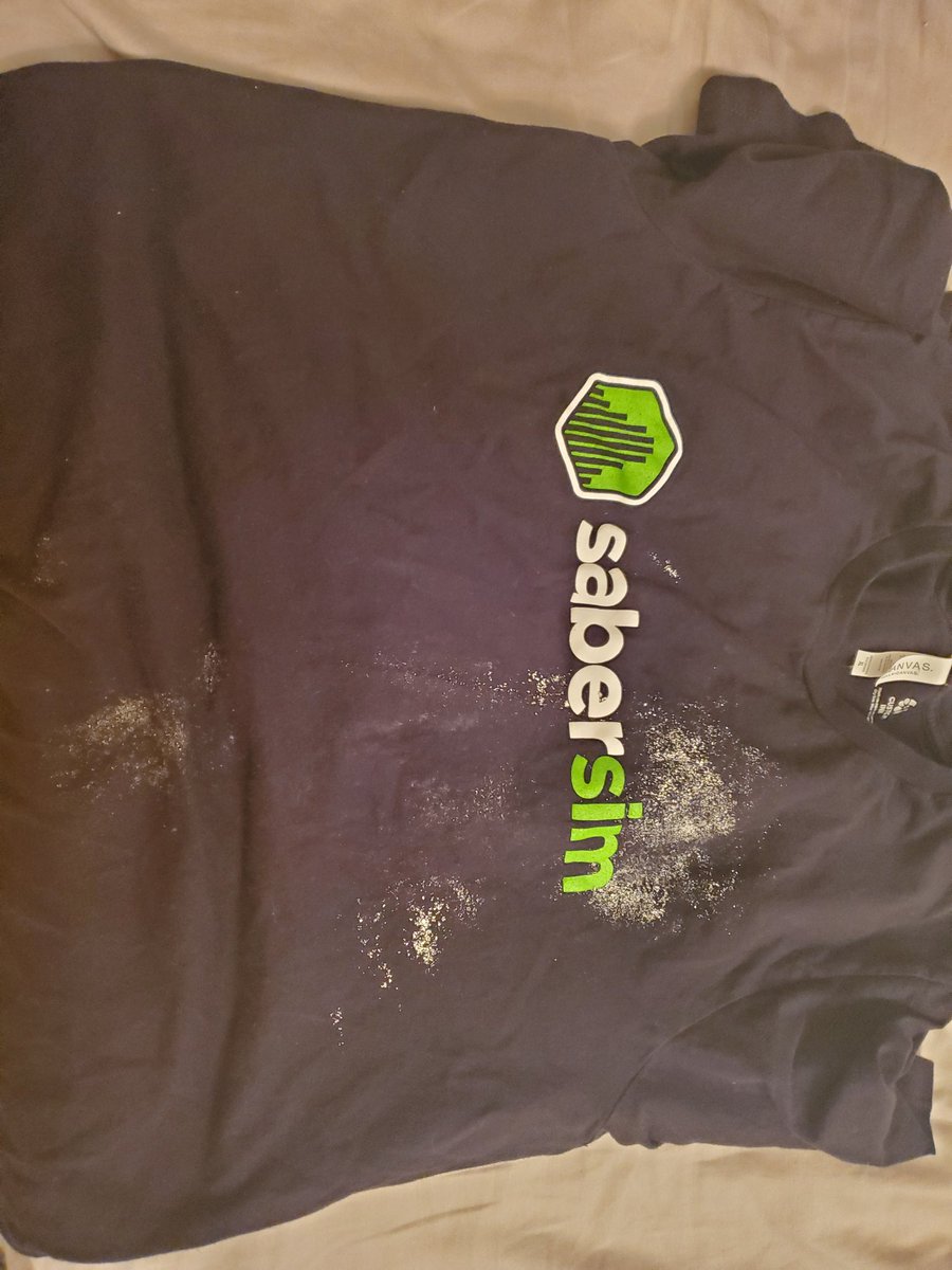 bquicksix's tweet photo. I ruined my shirt with concrete. Can I join the winners circle and get a new one? Thanks as always @SaberSim https://t.co/wA0ttPX5UO