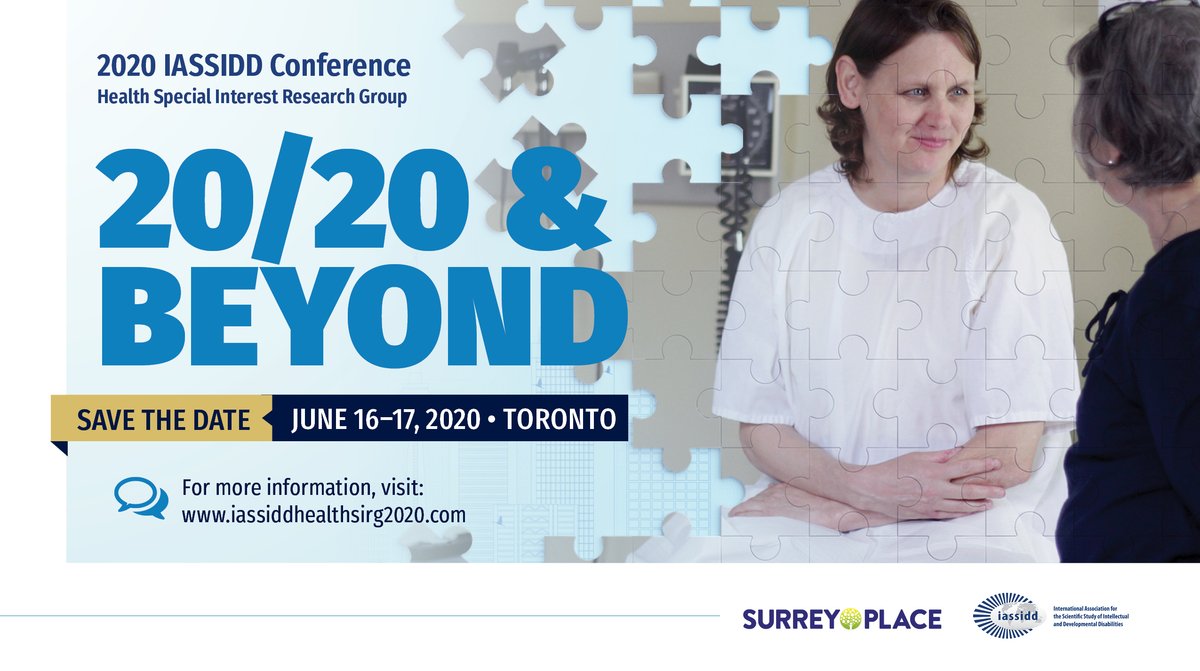 maps_research's tweet image. Make sure you save the date for the 2020 IASSIDD Health Special Interest Research Group Conference on June 16-17, 2020. Stay tuned for details on early bird registration and keynote speakers. For more information, visit iassiddhealthsirg2020.com #IASSIDDToronto