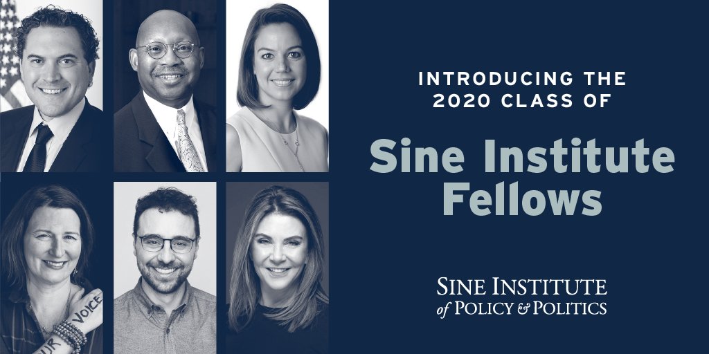 AUSineInstitute's tweet photo. We are pleased to announce the 2020 class of Sine Institute fellows, consisting of innovative leaders in government, politics, journalism, nonprofits, and business. Learn more: https://t.co/bzbVz4vl1p https://t.co/0tl5jmBIM7