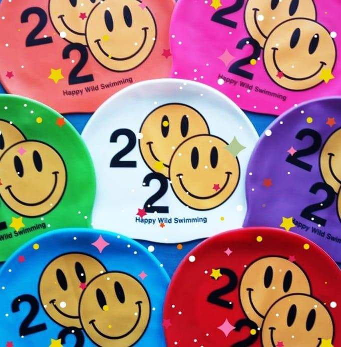 Be quick! Just one of each colour left from  altern8ives.com #Happy2020 #happywildswimming #2020cap #happynewyear #happyswimming #funhats #smiles #swimcaps #happyhats #newyear #swimming #swims #smileyfaces #2020swims