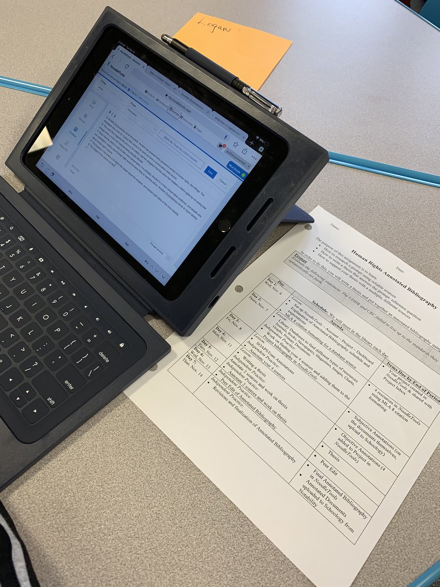 RHollein's tweet photo. Another exciting day @QVHSLibrary:  Ts honoring Veterans, Ss creating digital book reviews in #DestinyDiscover for ELA class &amp; using library databases w/#NoodleTools for MLA8 citations and SOAPSTone annotations for Global Civics. Great collaboration with Ts &amp; Ss. https://t.co/8BMLk9Csz4