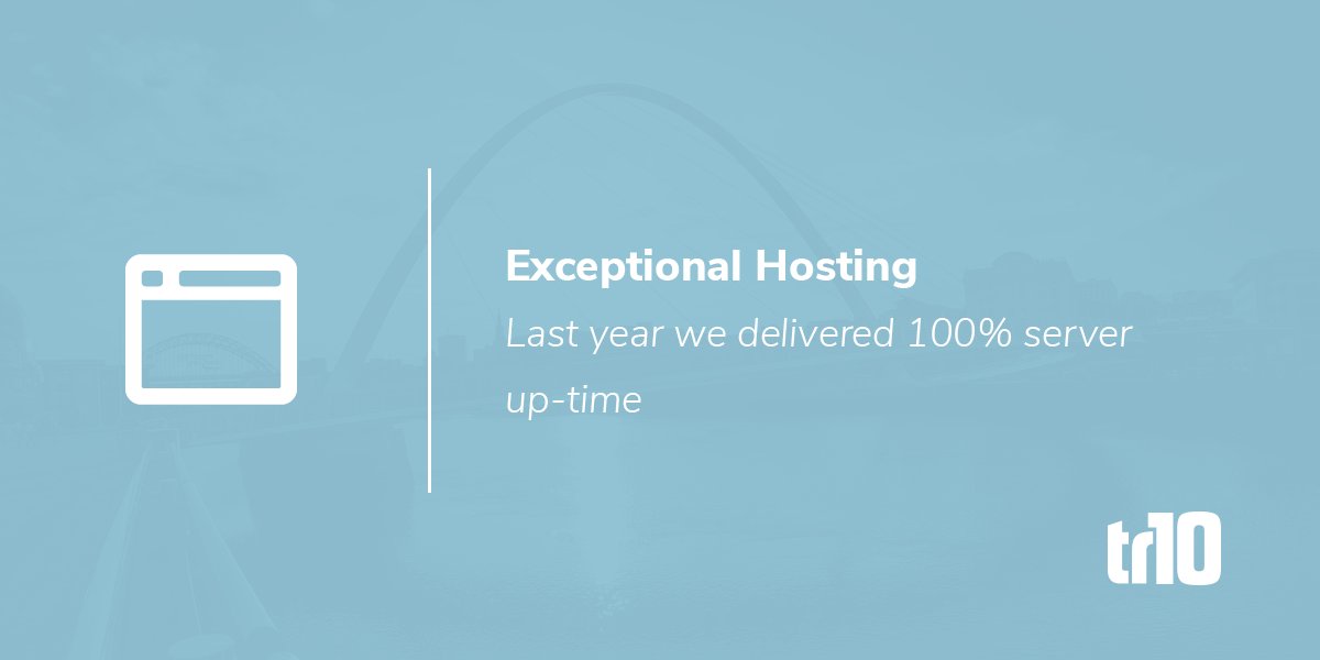 We know how important server up-time is,  we offer 99.9% up-time, but over the last year we delivered 100% up-time. 

tr10.com

#tr10 #websitehosting #websitedeveloper