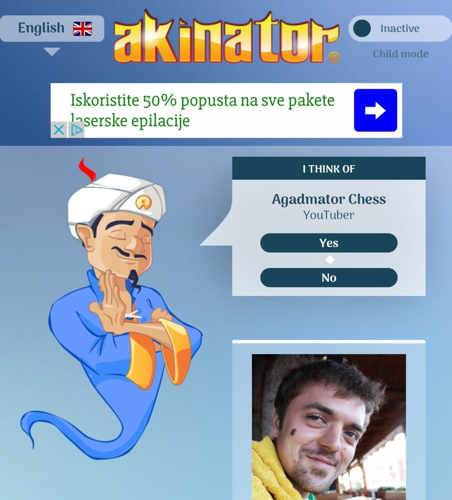 Me against Akinator