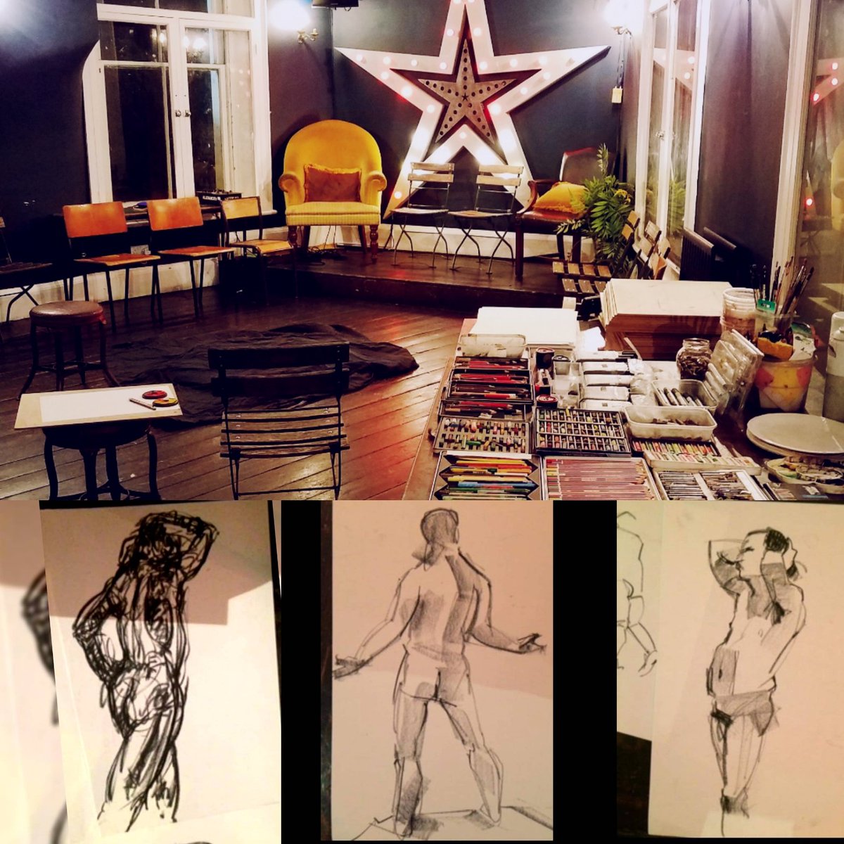 🌠 Drop in to draw your way with Jose Antonio here this eve 💡 Drawing starts 7:30pm-9pm upstairs <a href="/StarbyHD/">Star By Hackney Downs</a> 🌟 Paper provided+ drawing materials here to borrow too £10 inc 🎨 See you at the drawing boards! 👀 #DrawMore #FromLife #TuesdayThoughts #DrawingTheStar #Hackney #DropIn
