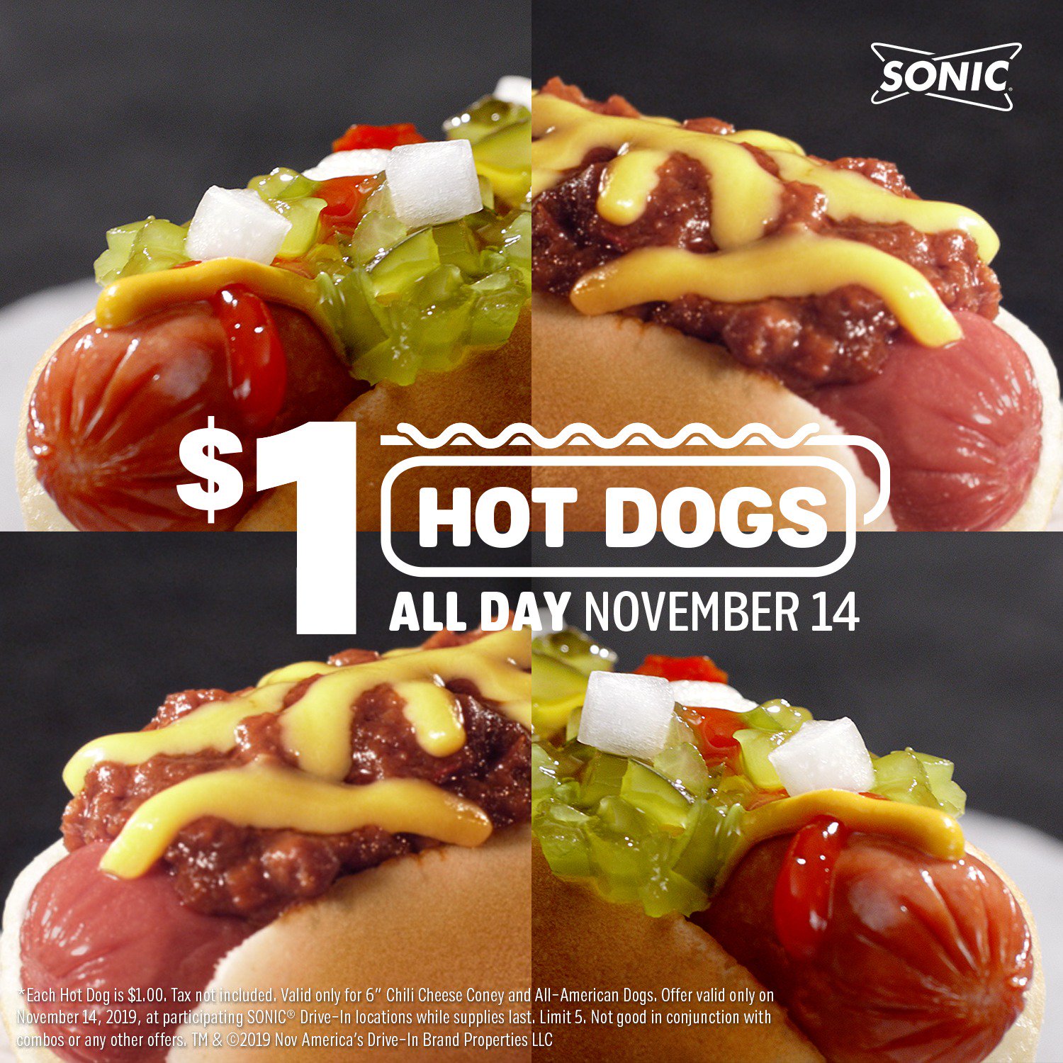 Sonic Drive-In - TODAY ONLY! Get $1 Chili Cheese Coneys ALL DAY