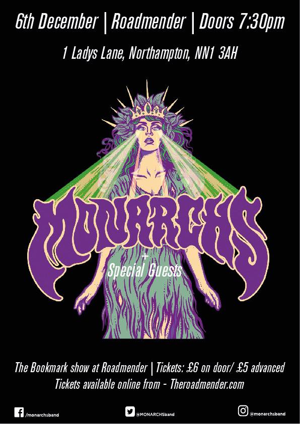 Awesome local band <a href="/MONARCHSband/">MONARCHS</a> are heading to <a href="/roadmender/">Roadmender</a> for another headline Show Friday 6th Dec, with Special Guests: The Tragic Band 

Don't miss out on tickets 👉bit.ly/MonarchsNpton