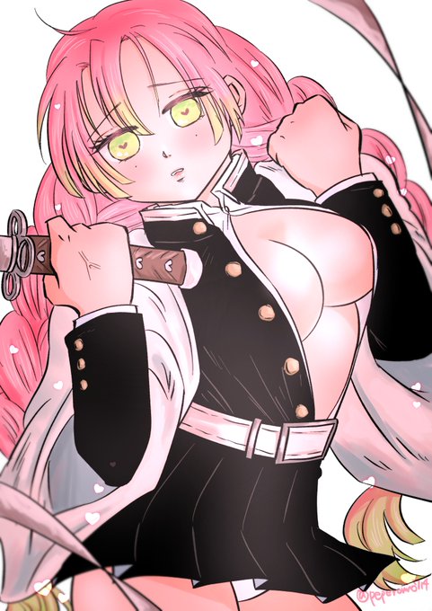 小谷🍠さんがTwitterに投稿した甘露寺蜜璃(鬼滅の刃)のイラスト。
