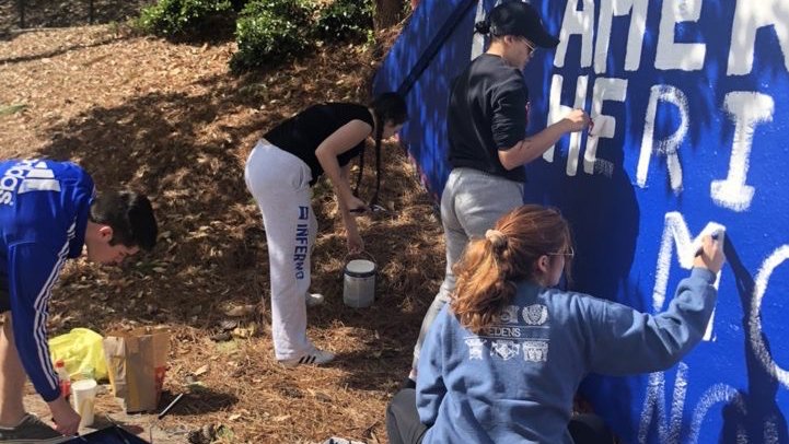 DukeU's tweet image. In honor of #NativeAmericanHeritageMonth, the Duke Native American Student Alliance began November by painting the East Campus Bridge