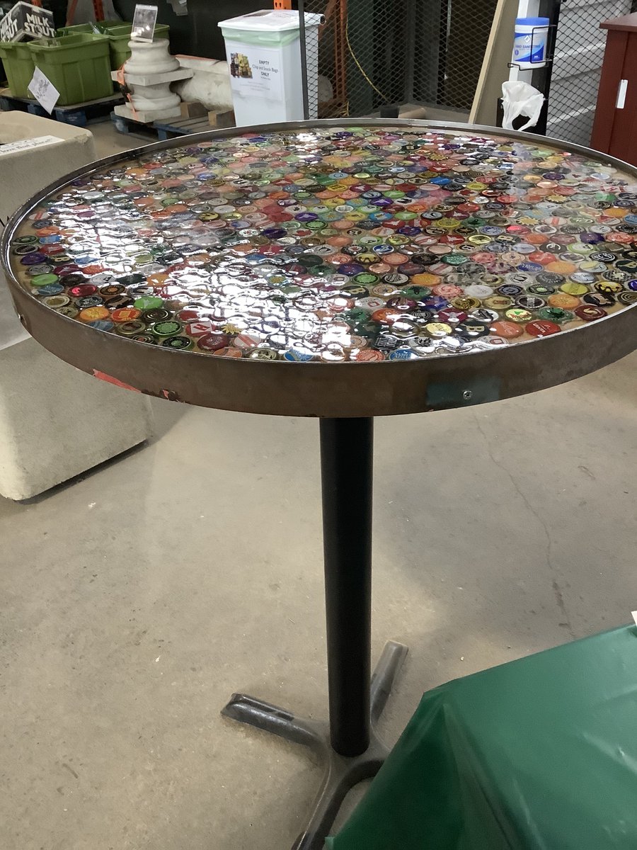 CJreuse's tweet photo. We want to thank Handmade Arcade for another giveaway this week. They constructed a bottle cap hi-top table. An incredibly cool piece that is 42.5” H x 30.5” D in dimensions. Check out if your favorite drink's cap is featured in the mix!
#20YearsofLessWaste
#cjeuse
#bottlecaps https://t.co/LU5sS0oIA6