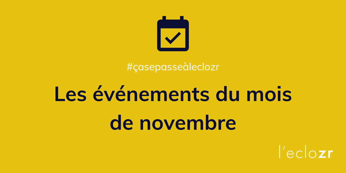 leclozr's tweet photo. 📅 #Agenda du mois de novembre à @leclozr :
Après un afterwork #Télétravail par @APIXIT_FRANCE, @Avaya et @kaspersky, voici la suite des événements 👀
👉 19/11 - #MardiDesign 4 - Le #design dans l'#agroalimentaire/agri
👉 29/11 - @LeWagonNantes Demo Day
https://t.co/Sjmdr7saLu https://t.co/g4EP0PIeum