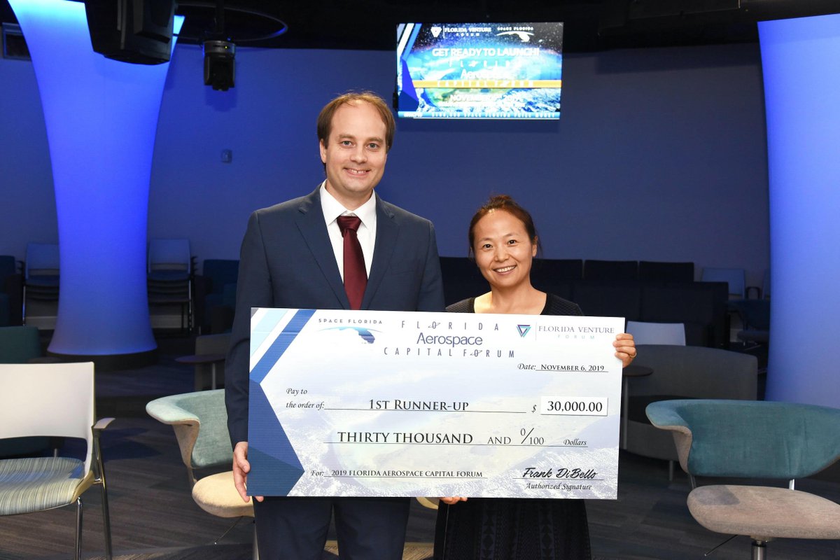 flventure's tweet photo. Women win big at the 2nd Annual Aerospace Capital Forum! The Forum received and selected a record number of women founded companies. @SynMatter wins @SpaceFlorida prize award as 1st runner up! #FACF19 https://t.co/SGv5jdt6Gg