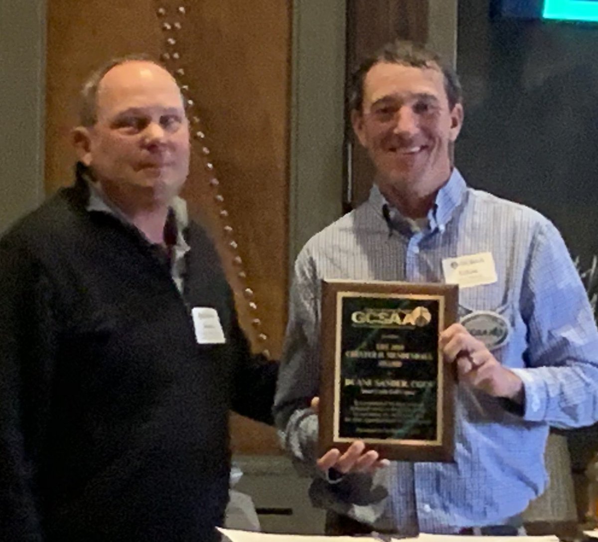 HAGCSA's tweet photo. Congratulations Duane Sander, CGCS on the @HAGCSA 2019 Chester H. Mendenhall Award. This award honors an individual who has devoted extensive time and effort to the promotion of golf, the art of greenkeeping and other related fields. https://t.co/uSbYJJEqpf