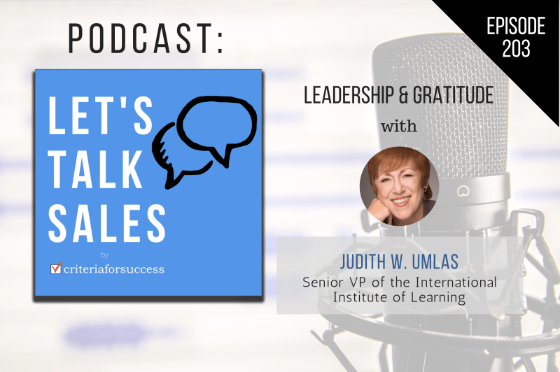 Check out IIL’s Senior VP, <a href="/POA_JudithUmlas/">Judy Umlas</a> on <a href="/Lets_Talk_Sales/">Let's Talk Sales Podcast</a> as she discusses the power of acknowledgment and gratitude! 
You can listen to the full episode here: bit.ly/2CBIITs
#grateful #gratefulleadership