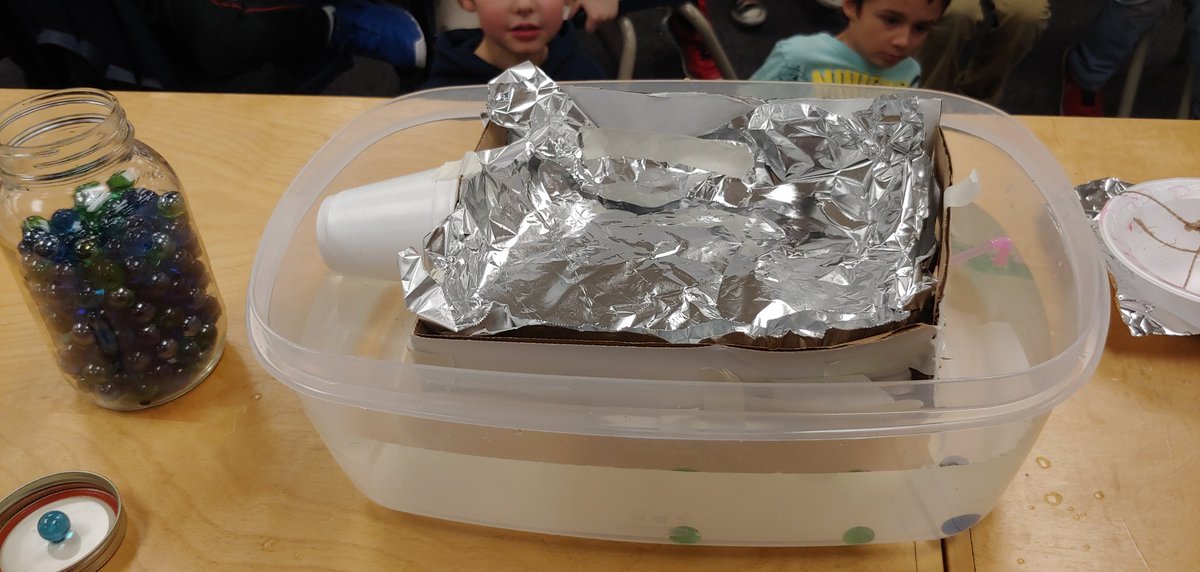MissJaskula's tweet photo. We designed, built, and tested our own boats. One boat held 90 marbles before sinking! #buoyancy @EnniskillenPS https://t.co/0e9Aq5ssyk