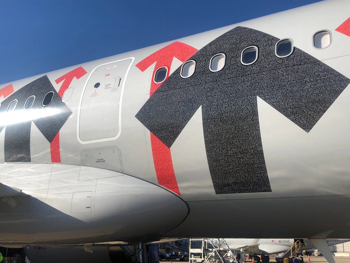 Reagan_Airport's tweet photo. We recently got a visit from @AmericanAir's Stand Up To Cancer plane. This special A321 is painted with 22,000 names of people who have battled cancer. ✈️💪🏻 https://t.co/NSzbgr7zUU