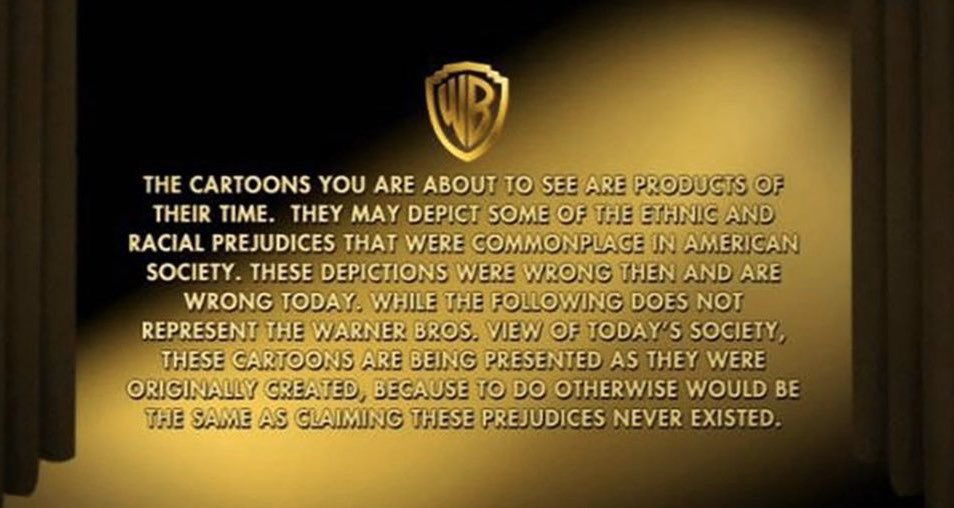 WillHouz's tweet photo. @Jee_vuh @infoCinelandia Warner Bros has been doing the same thing with their home video cartoon releases. Their disclaimer is way better than Disney’s. https://t.co/APyzyih06n