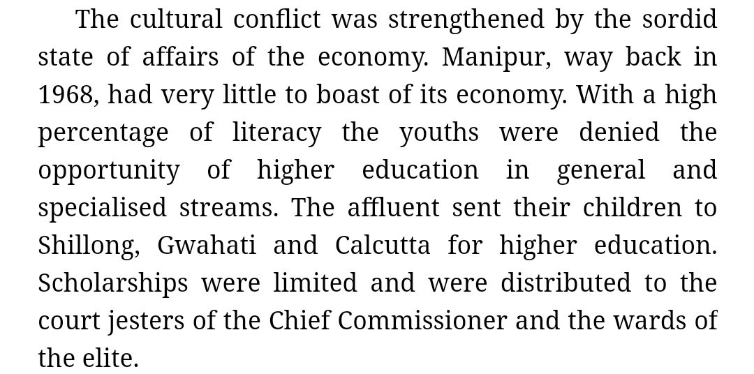 What did later governments do? Facilitate the breaking up of the Meitei society.No development of Manipur but instead sending the IB to quieten the youths by booze and drugs.  #HelpTheMeiteis  #MeiteiHindusSource - Open Secrets (Maloy Krishna Dhar)