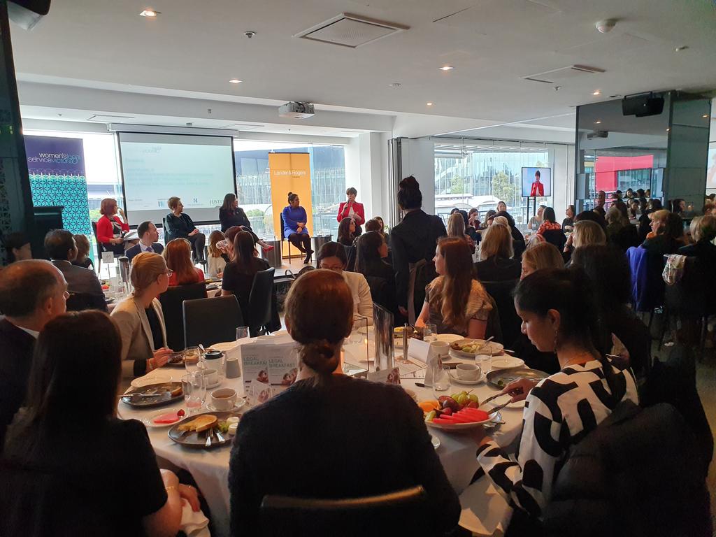 nuz05's tweet photo. Panel members @WomensLegalVic #wlsvbreakfast speaking on issues related to #genderequity in the #viclegalsector https://t.co/pL2iv8yndF