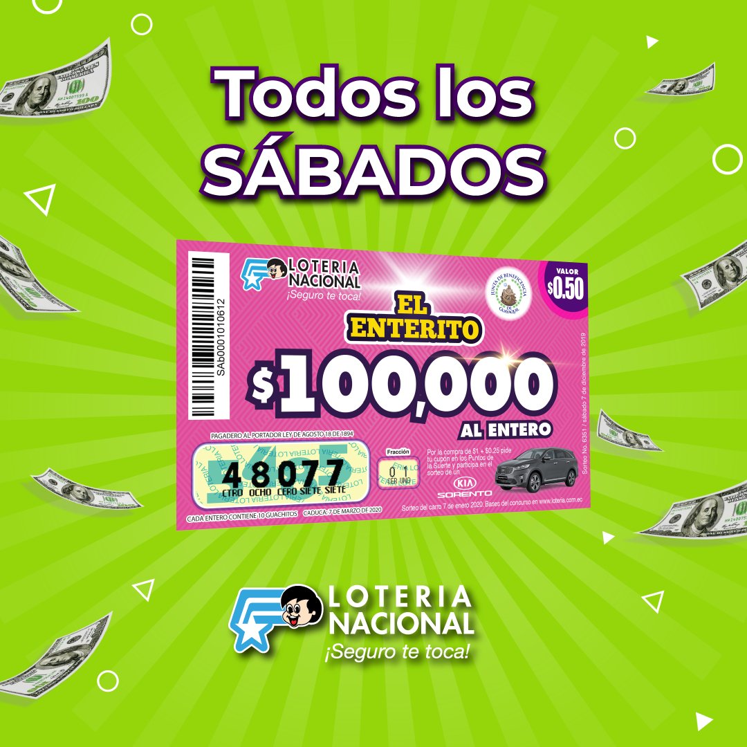 LoteriaNacJBG's tweet photo. 🔸Recuerda que todos los sábados a las 18:30 🕡 puedes ganar $100.000 💰 con el nuevo Enterito de Lotería Nacional 🎉
#LoteriaNacional #Enterito https://t.co/SyrNNdvKd1