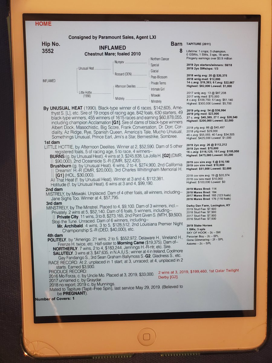Stokes about selling INFLAMED, BOOK 5 Thursday <a href="/keenelandsales/">Keeneland Sales</a> Hip 3552. Her first foal is G2 Twilight Derby Winner Mo Forza who earned a 96 beyer and will be likely favorite for the Hollywood Derby G1 on Nov 30th!! #YoungProvenMare