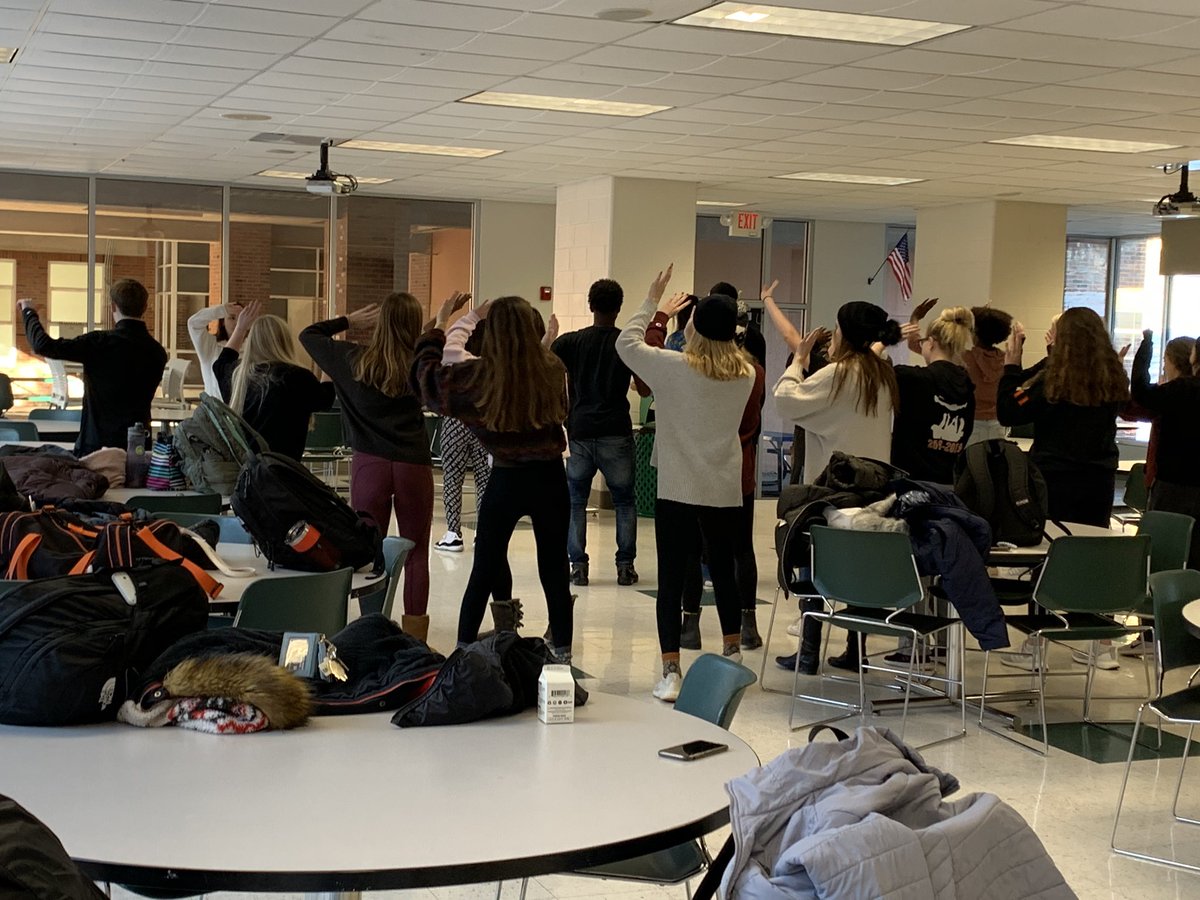 EPott217's tweet photo. T-Day assembly preparations underway.  Senior line dance practice!! https://t.co/pss8xcD61C