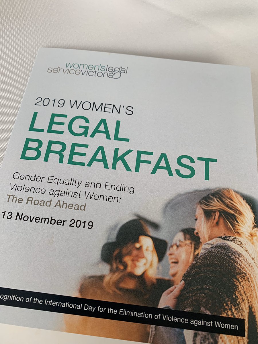 Supporting the @WomensLegalVic legal breakfast. Impressive panel discussion including <a href="/Kate_Jenkins_/">Kate Jenkins</a>  who rightly stated “change takes action”. #WLSVBreakfast #PVAW #genderequality