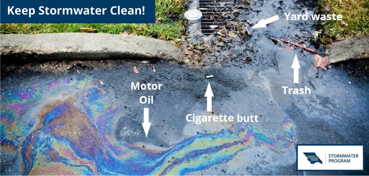SLOCountyPWD's tweet photo. Did you know the first rain of the season creates some of the most polluted stormwater runoff? Pollutants accumulate during the dry season and create runoff called the #FirstFlush of #Stormwater. We'll be posting more tips on how you can help prevent stormwater pollution! https://t.co/5GDwMnn8te