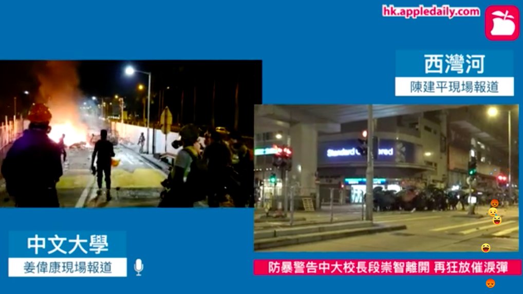 ProtestsHk's tweet photo. stay tuned to the live report by @appledaily_hk on protests in various districts in HK.
#standwithHK #CUHKMassacre 

https://t.co/bk0brQIswR https://t.co/QFQ8Baf9oZ