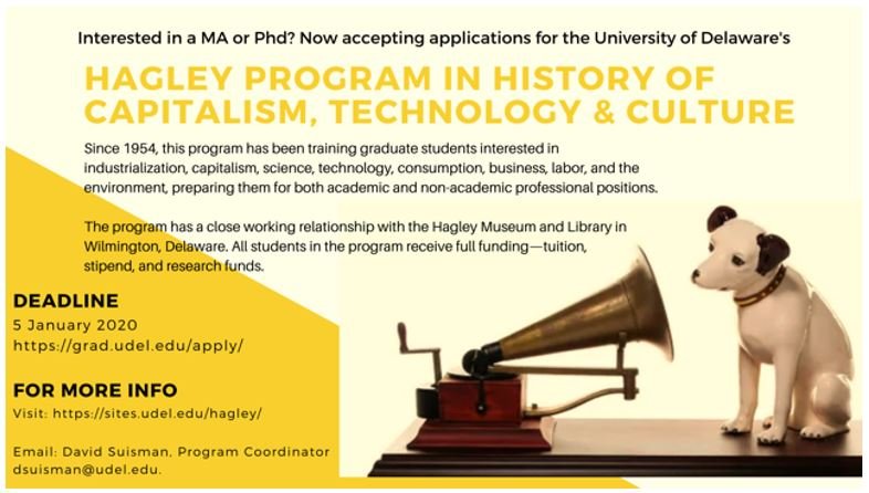 TheHagleyCenter's tweet photo. Apply today for the Hagley Graduate Program in the History of Capitalism, Technology, &amp; Culture at #UDHistory. Learn more at https://t.co/i1VKgnYZmM
#BizHist #HistofCapitalism #HistofTech #Funding #CultHist https://t.co/XP9ygBnHhH