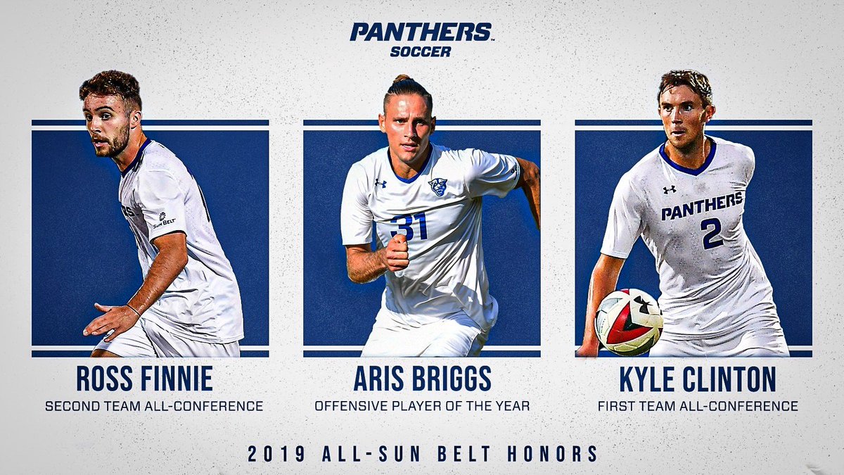 GSU_MSoccer's tweet photo. The 2019 #SunBeltMSOC Postseason Awards are in. Join us in congratulating these three Panthers for their success on the pitch this year!

📰: https://t.co/P9cLujlqev https://t.co/nwtxrQePRO