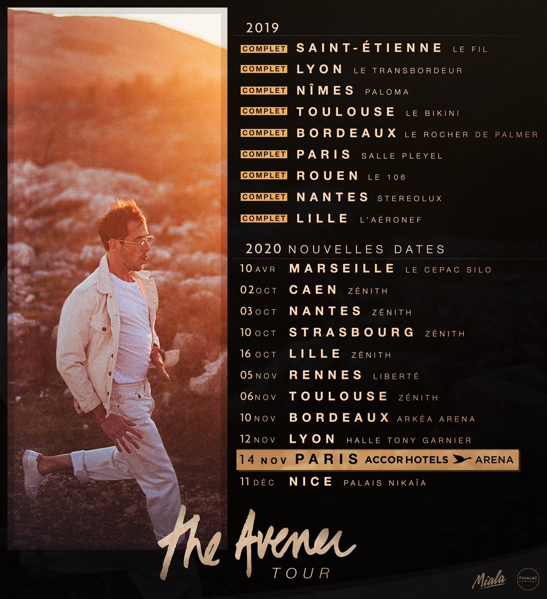 Après l’AccorHotels Arena vendredi, <a href="/TheAvenerMusic/">TheAvener</a>  annonce sa prochaine tournée de Zéniths !

Inscrivez-vous sur theavener.com/subscribe
pour accéder aux billets en avant première le mercredi 13 novembre.

Mise en vente générale ici le 15 nov. : billetterie.wetix.fr/theavener/