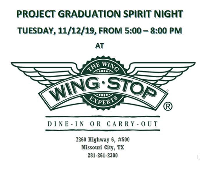 ProGrad Wing Stop Spirit Night tonight!  Come eat wings for a good cause! Remind all friends and family!#gradknightparty2020