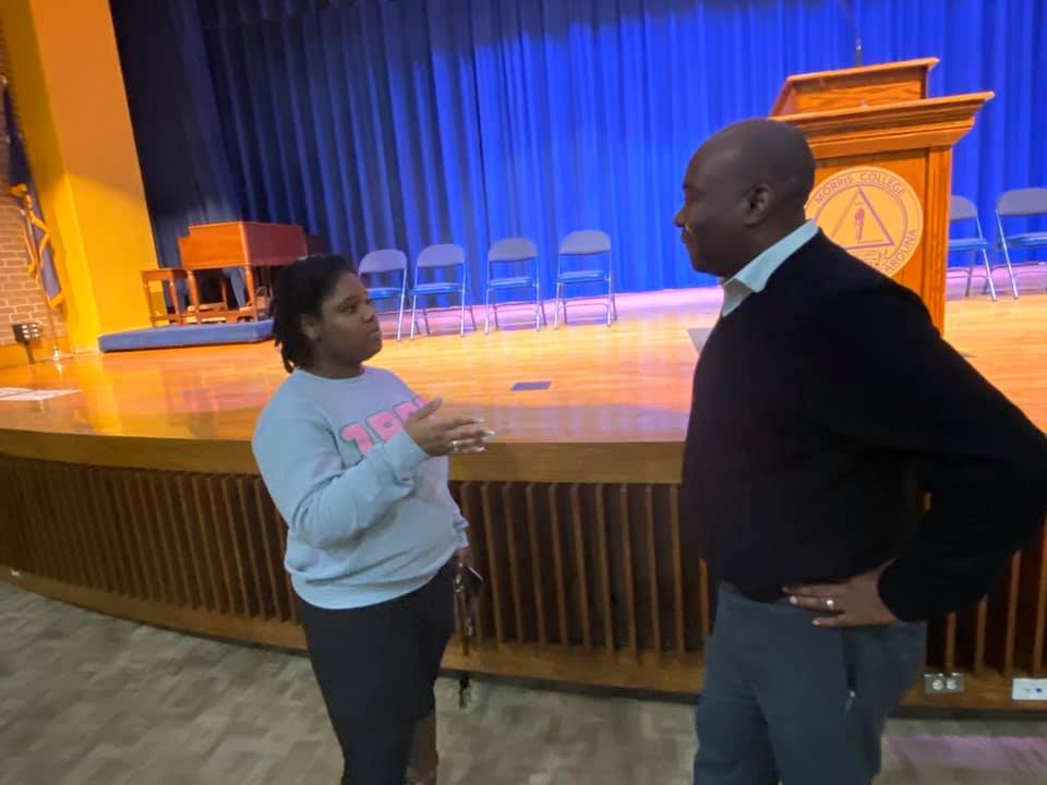 MorrisColl1908's tweet photo. Thank you, Jaime Harrison, for stopping by our campus to talk about politics and the importance of voting. 💙💛🐝 https://t.co/OffF4YHCNh