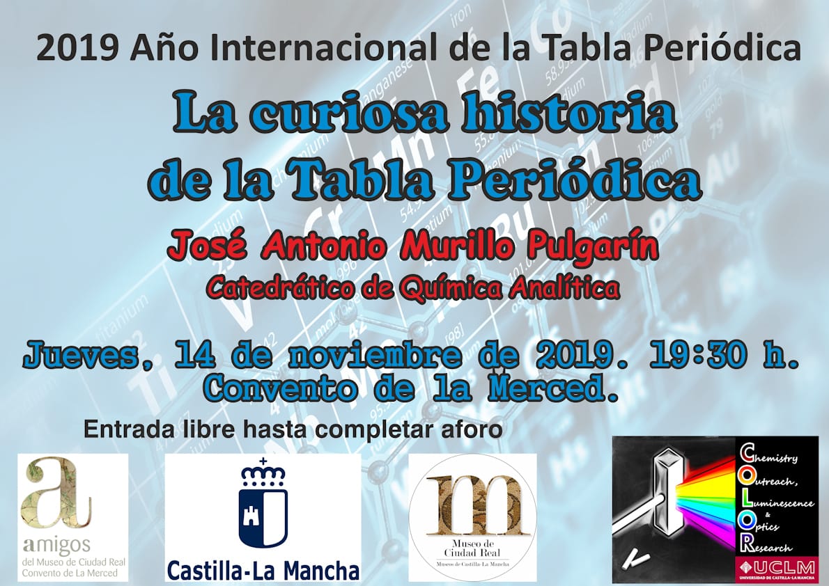 Si estas por #CiudadReal el jueves 14, ven y aprende un poco de #Quimica con #GrupoColor #UCLM
Te esperamos en el Convento de la Merced a las 19:30h