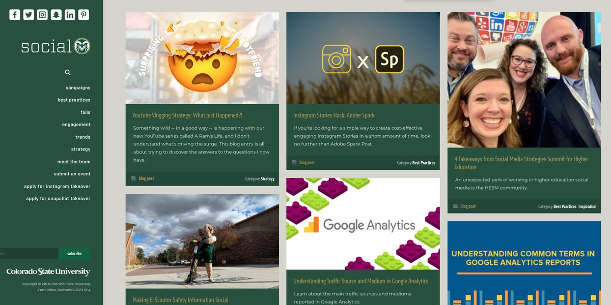 KimberlyLStern's tweet photo. 🆕 from #CSUSocial 🙂

🛴 Making E-Scooter Safety Info Social 

💻 #YouTubeVlogging Strategy 

📸 #InstagramStories Hack: Adobe Spark 

🚗 #GoogleAnalytics Traffic Sources

4️⃣Takeaways from Social Media Strategies Summit Higher Ed #SMSSummit 

https://t.co/es0vsf2E2b

#hesm https://t.co/Lz07mecAwA