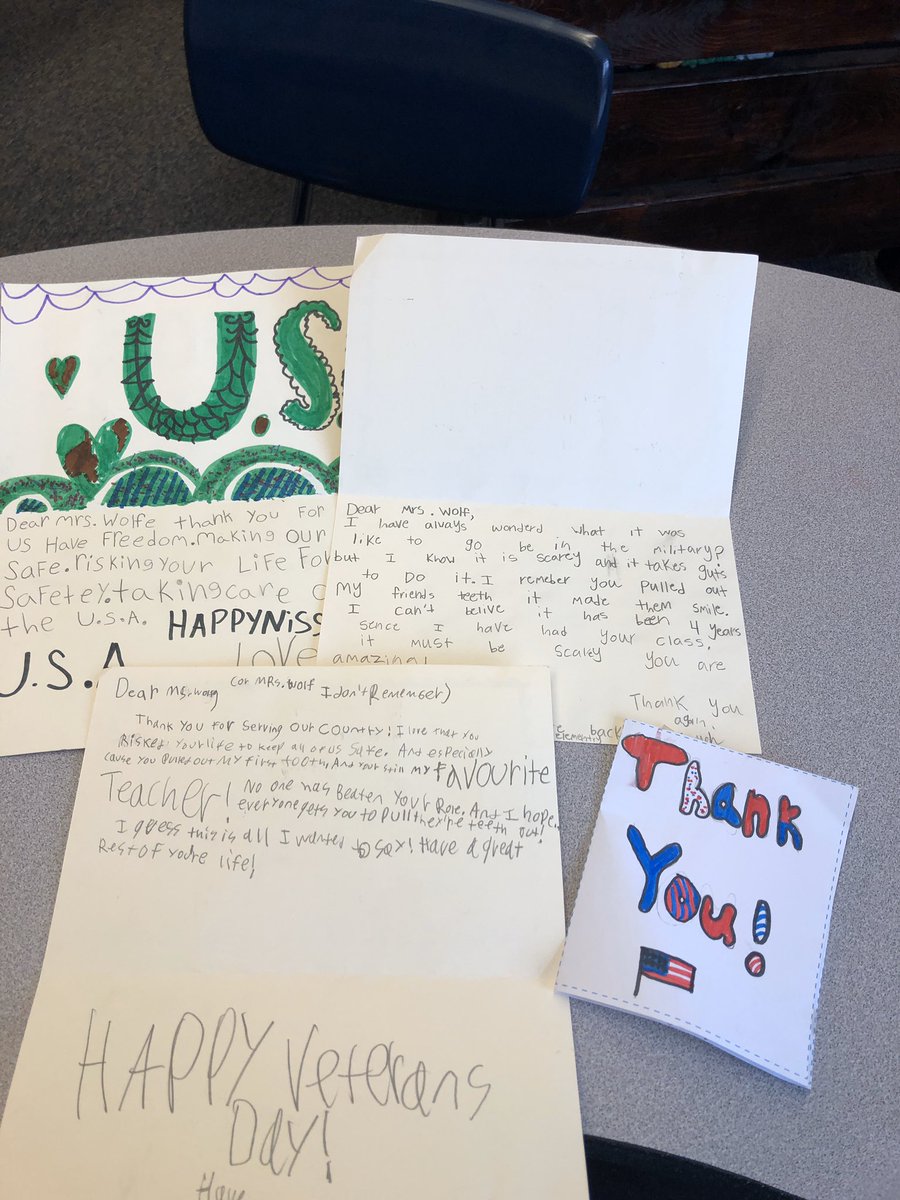 What I love about my job? Students from previous years and schools tracking me down to write Veterans Day card. ❤️❤️❤️❤️