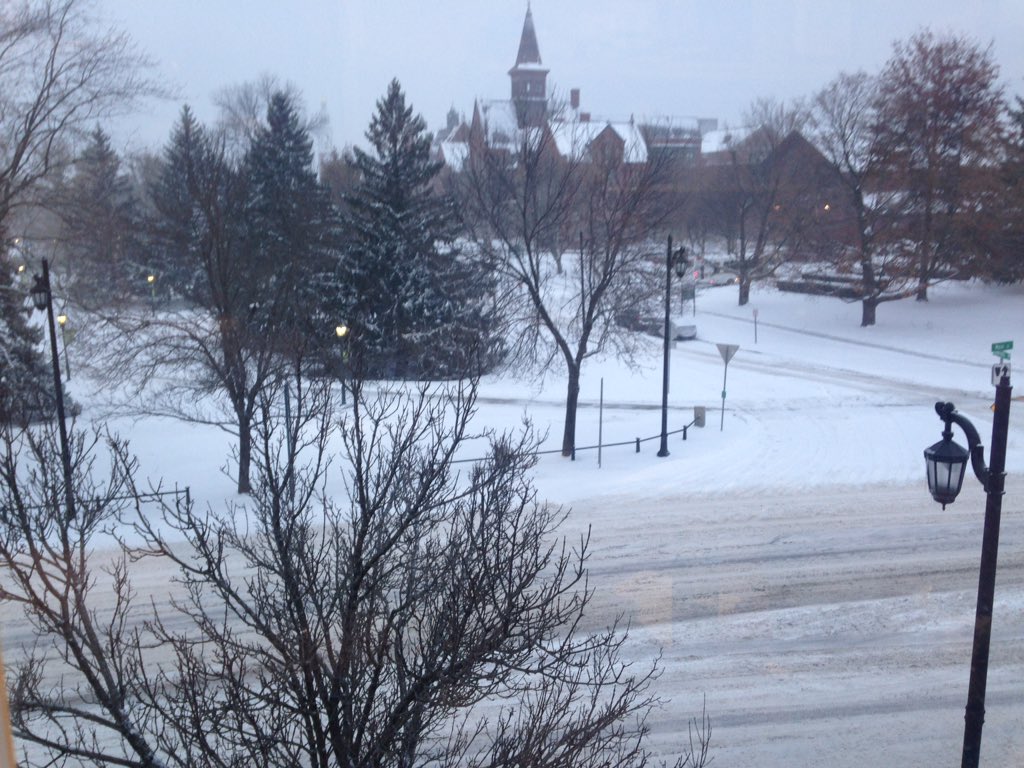 First storm of the season, a view from Pomeroy Hall's top floor.