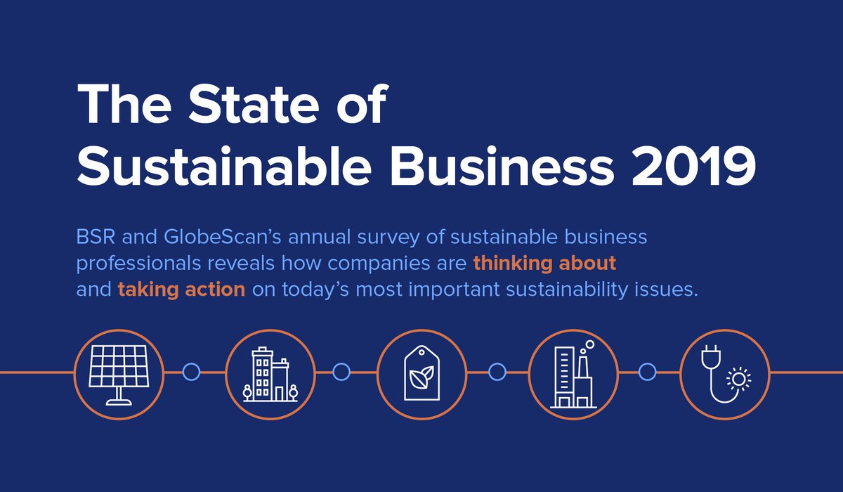 We are excited to launch the 11th annual <a href="/BSRnews/">BSR</a> / <a href="/GlobeScan/">GlobeScan</a> survey of sustainable business professionals, providing insight on how companies are thinking about and taking action on today’s most important #sustainability issues. Read the report: bit.ly/2QcRlff #BSR19