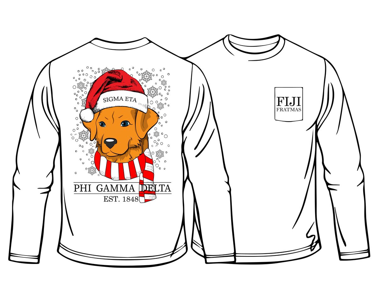 SHSU_FIJI's tweet photo. Its almost the “most wonderful time of the year” 🎄

LINK IN BIO!

Retweet for a chance to get entered into our raffle to win a free fiji fratmas shirt! We’ll send a following tweet to announce the winner of the raffle on Sunday! So retweet to get entered in for a chance to win!! https://t.co/UCEbdTfafi