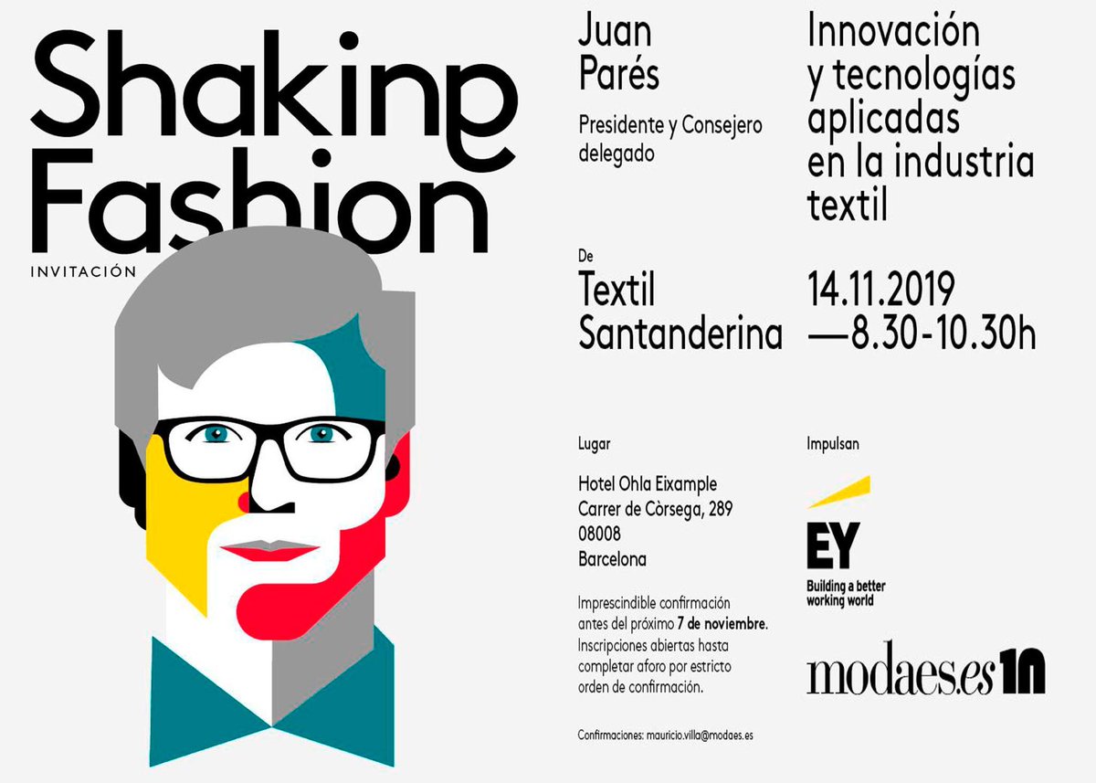 tsantanderina's tweet photo. Juan Parés - #TextilSantanderina , estará como ponente en las jornadas #shakingfashion, el próximo día 14-11-2019. - #Innovación y #tecnologías aplicadas en la #industriatextil.
#santanderinagroup #ts #tsmoda #moda #sectormoda https://t.co/M0EawT3fpK