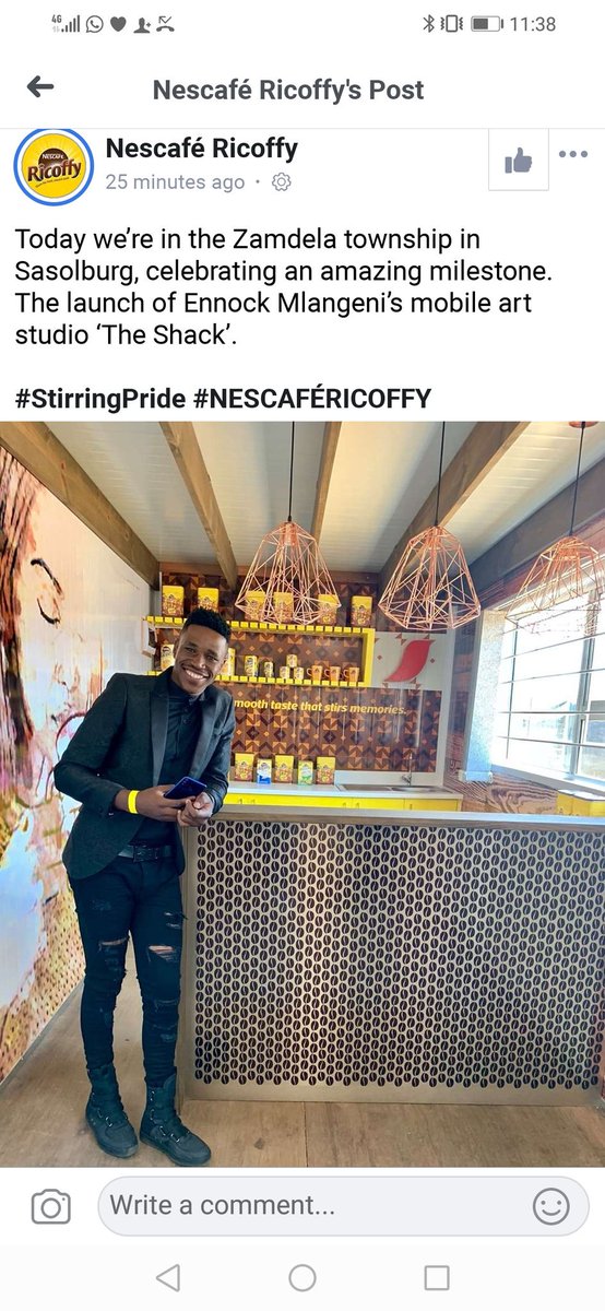 ennockmartZA's tweet photo. The SHACK Art Studio project in partnership with @NescafeRicoffy launch 🙌🏾. This I a dream come true. Thank you @NestleESAR @nestle https://t.co/FBjZnoJAzo
