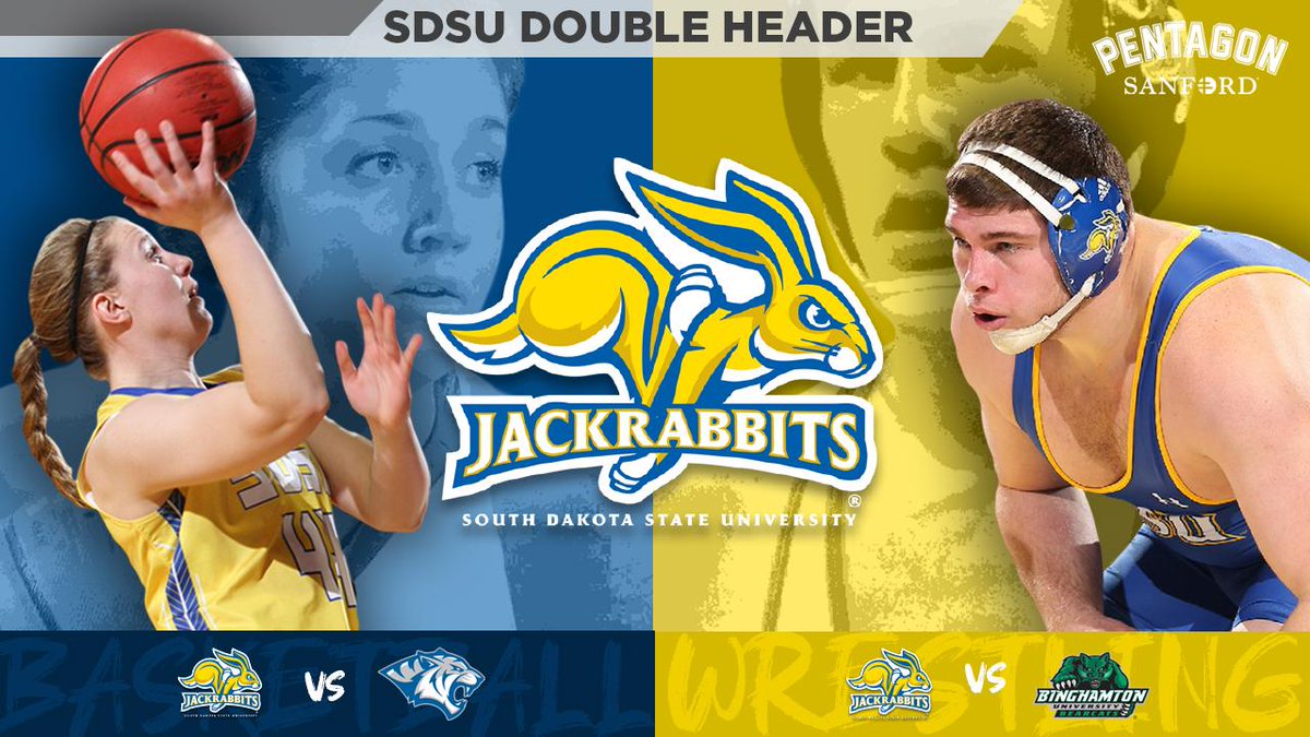 sanford_complex's tweet photo. Come to the Pentagon for a unique SDSU doubleheader on 11/15! @GoJacksWrestle  takes on @BearcatsWrestle and @GoJacksWBB faces @DWUWBB! #SanfordSports https://t.co/3V1KRxo2OO