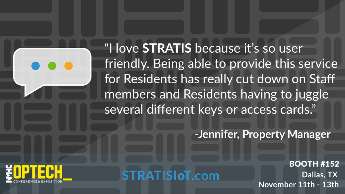 STRATISIoT's tweet photo. With over 325K units nationwide, STRATIS prioritizes its Wellness Program to ensure Customer #STRATISfaction. Talk to one of our team members at #Booth152 about turning your building into a #SmartBuilding. | #OPTECH19 #Multifamily #PropTech | https://t.co/EckNZ7CYsv https://t.co/T76lXwIAf1