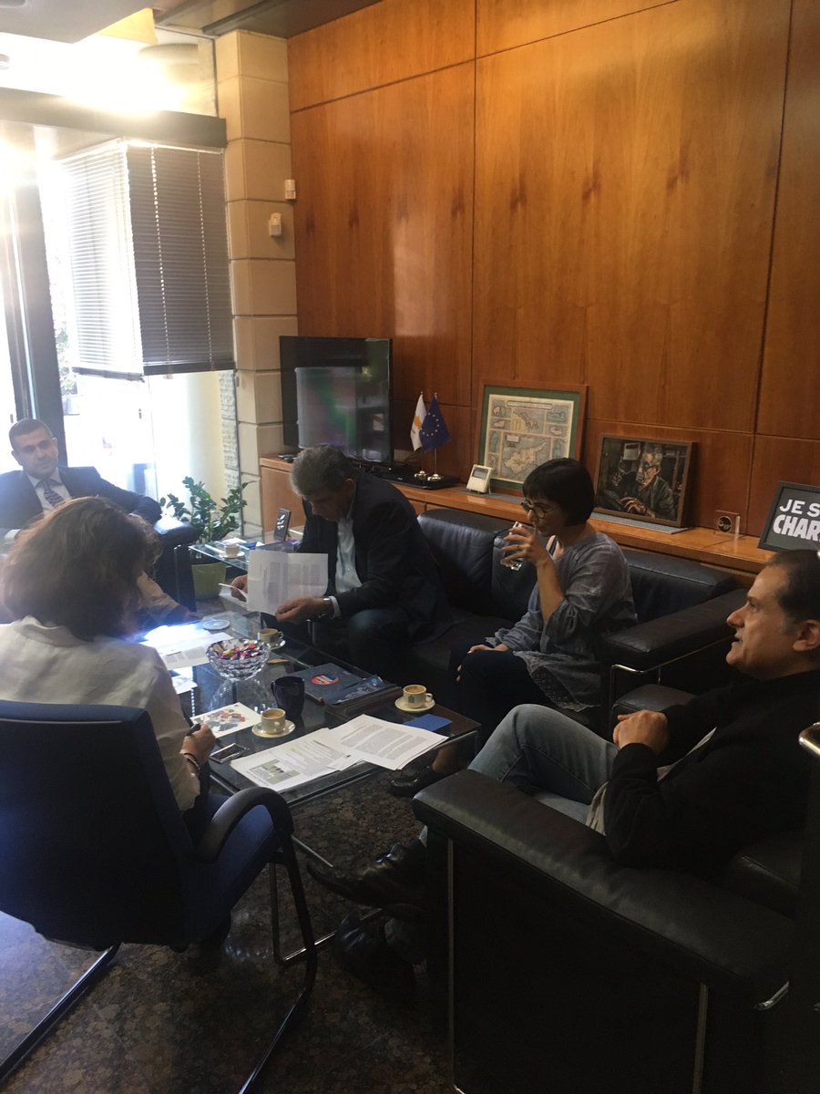 I had the pleasure 2day 2 discuss @ #EUHouse in #Nicosia w/ representatives of the #ImaginaryFamagusta project. I wholeheartedly wish their endeavours 2 bear fruit and their views about the common concerns 4 the sustainable future of Famagusta are taken onboard by the 2 leaders.