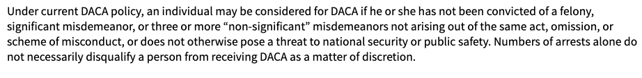 Only at the very bottom of the press release announcing this data from  @USCIS is it stated clearly that convicted criminals are not, in fact, eligible for DACA: