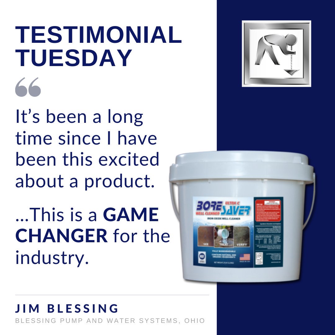 #TestimonialTuesday 😃
"I've used <a href="/BoreSaver/">BoreSaver</a> 4 times for pumps that were ironed up beyond use &amp; all 4 times the pumps were back to factory specs &amp; white again. I don't have to replace these pumps anymore until they're broken."
- Jim Blessing
Blessing Pump &amp; Water Systems, Ohio