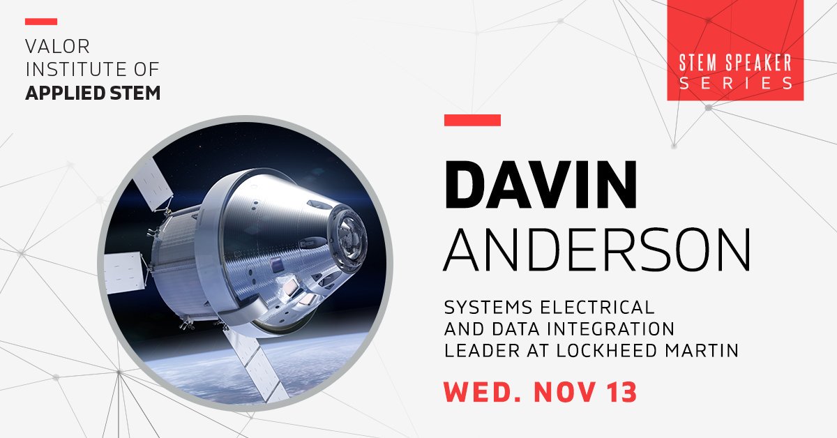 Valoreagles's tweet photo. Next in the #STEMSpeakerSeries, come to the Upper Lobby tomorrow at noon to hear about Davin Anderson's journey from triathlete to rocket scientist. https://t.co/BBuCS5DQiY